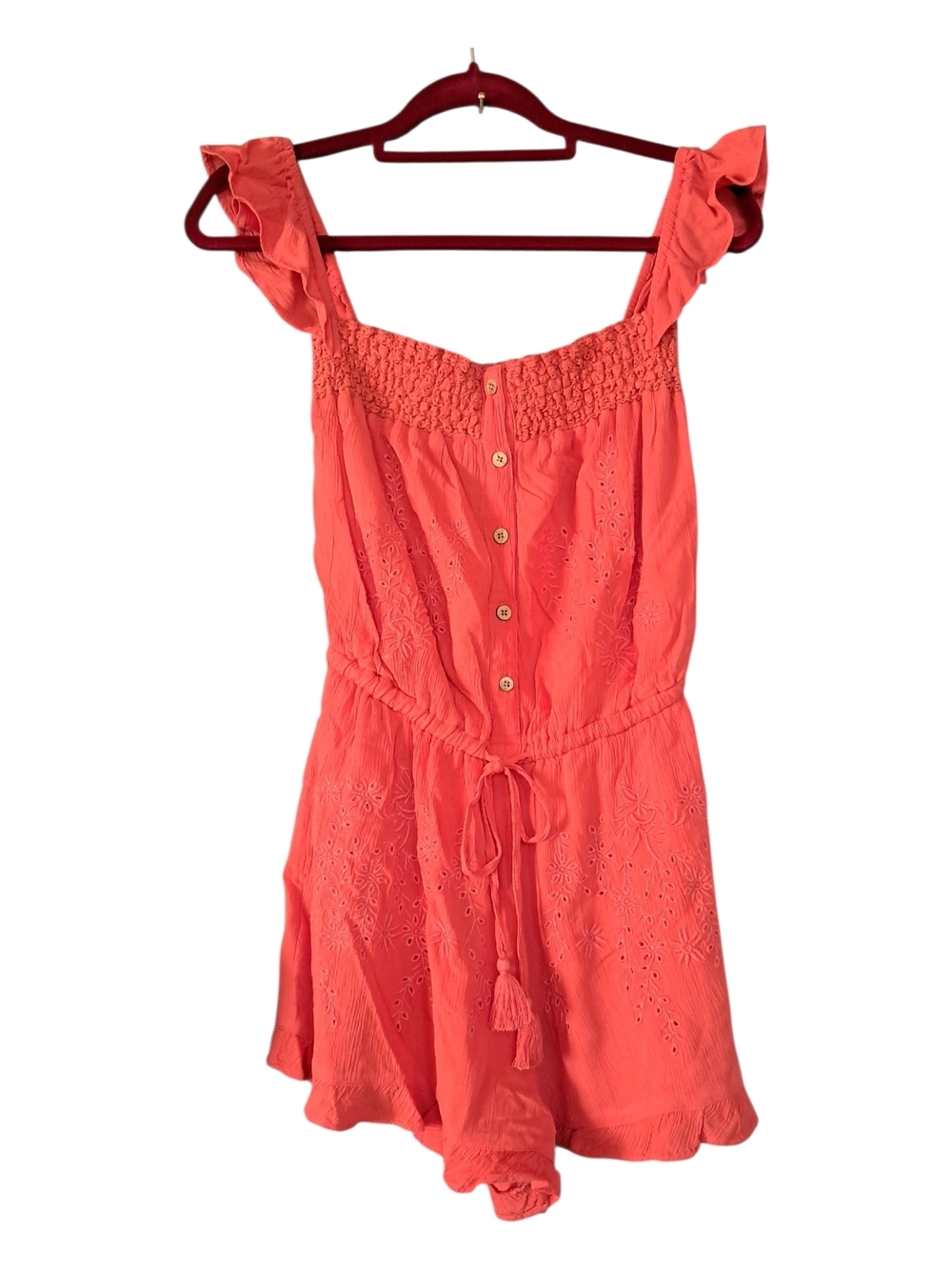 American Eagle Outfitters Coral Smocked Top
